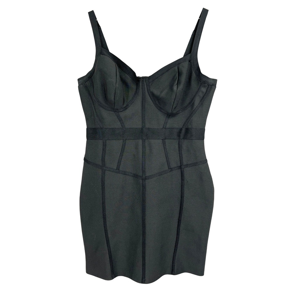 Iris Black Bandage Mini Dress Corset Bustier Seam Bodycon Stretch 2X